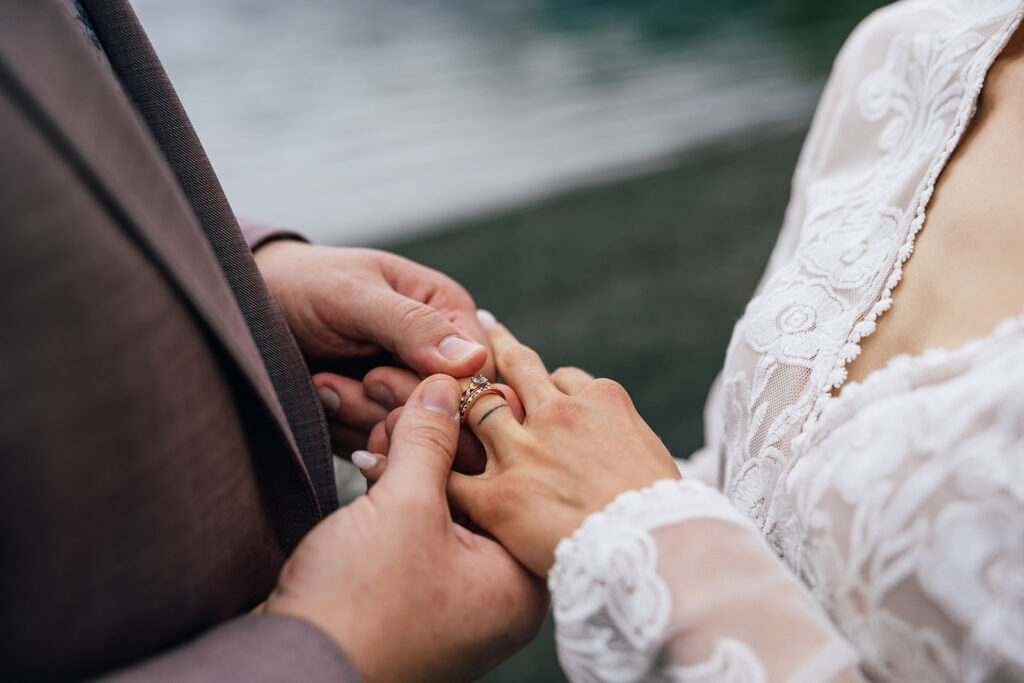 A private elopement ceremony at Lake Crescent in Olympic National Park in Washington.
