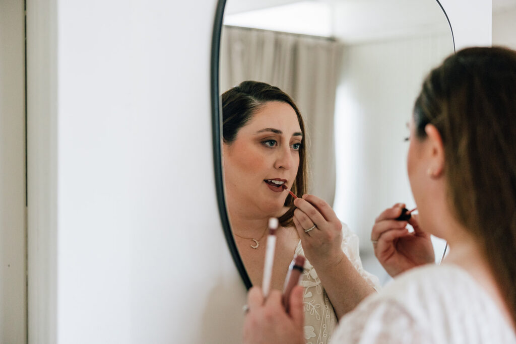 A bride getting ready for her elopement day.
