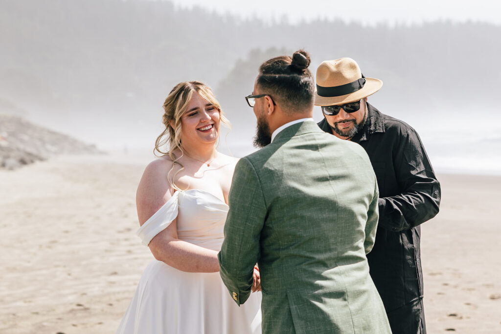 Intimate beach wedding with family on the Oregon Coast. 