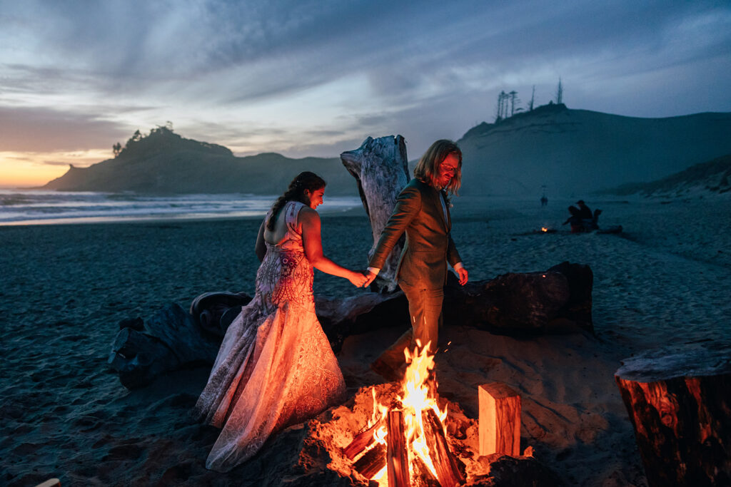 Blue hour photos for an Oregon Coast elopement in Pacific City.