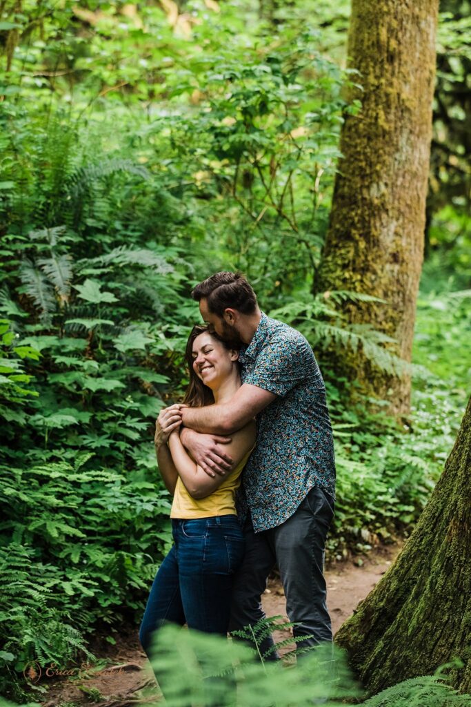 romantic forest adventure engagement photos