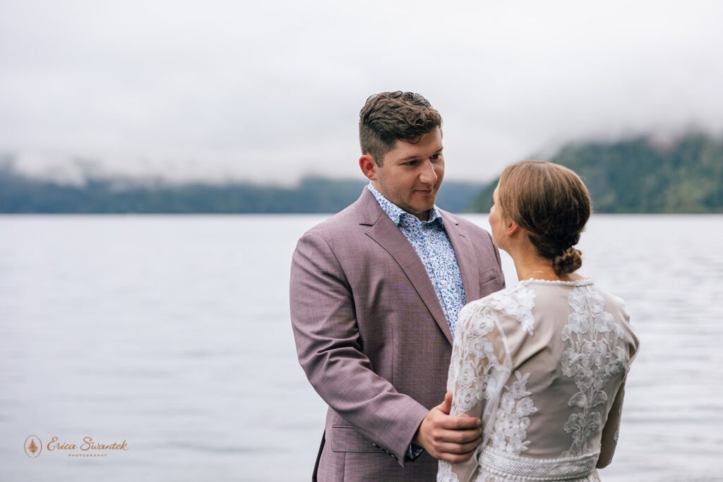 olympic national park elopement ceremony by lake crescent shores