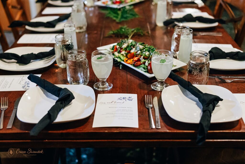 minimalistic elopement celebration dinner set up