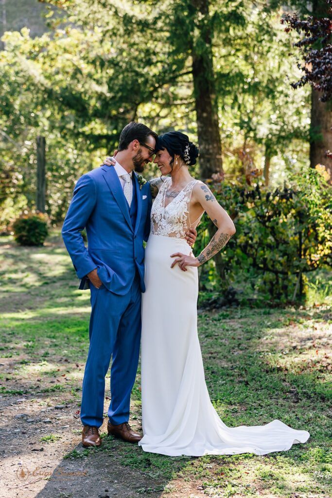 dreamy elopement couple surrounded by lush greenery during their chetco river elopement day