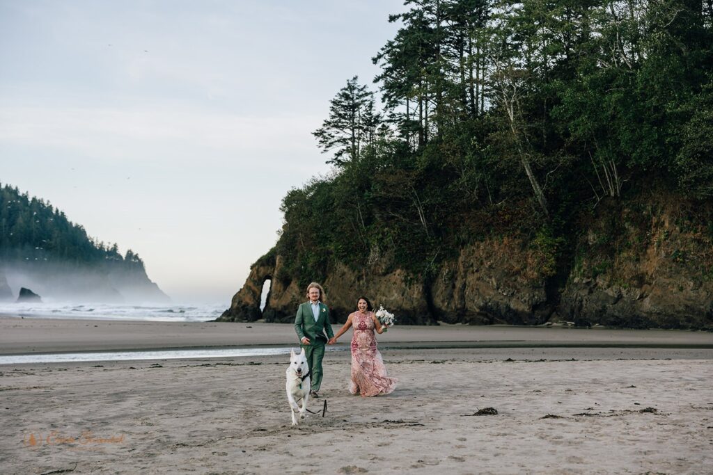 moody oregon dog-friendly elopement wedding at oregon coast