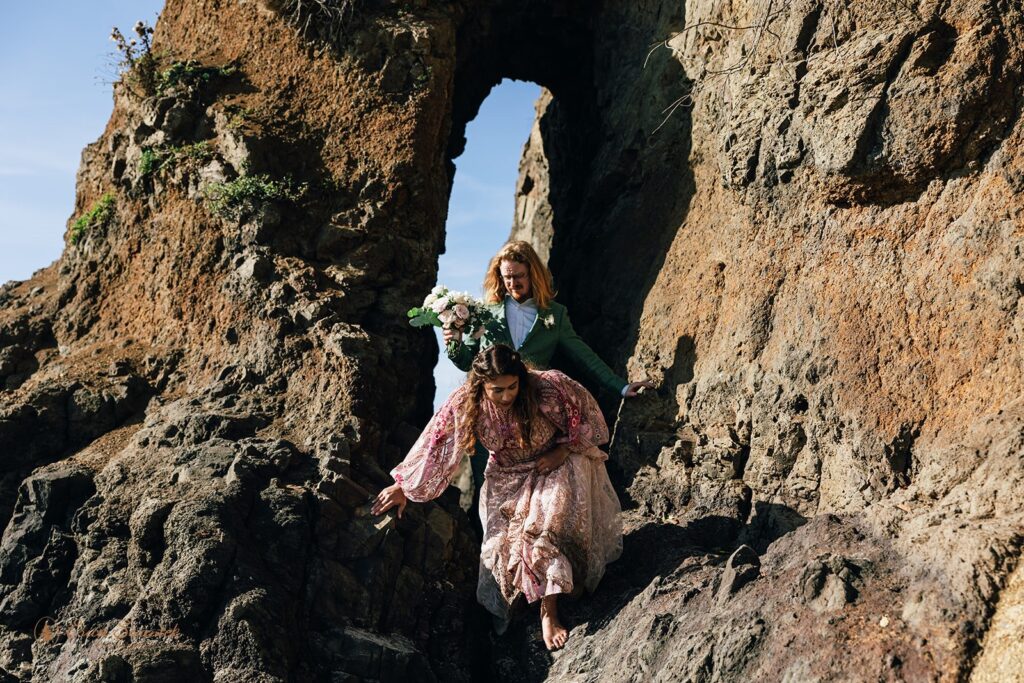 candid coastal elopement photos