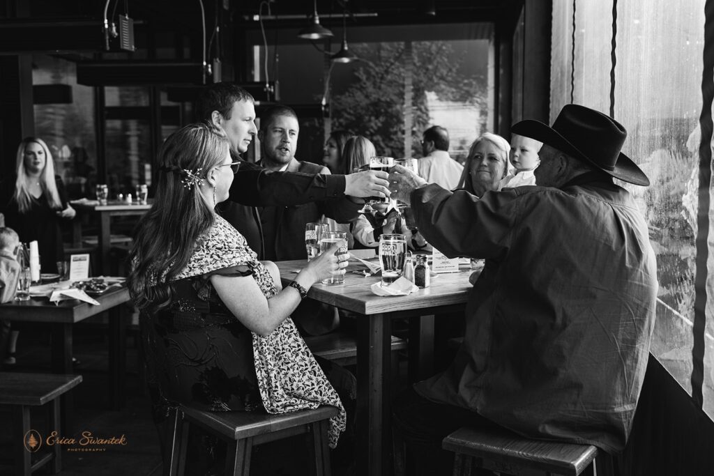 small elopement celebration at a brewery