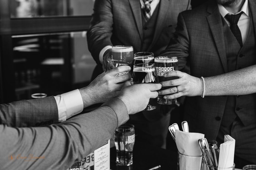 small elopement celebration at a brewery