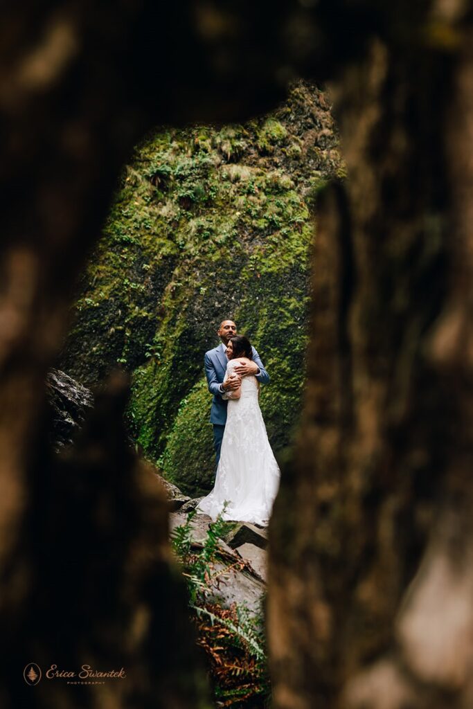 dreamy, moody waterfall elopement in oregon