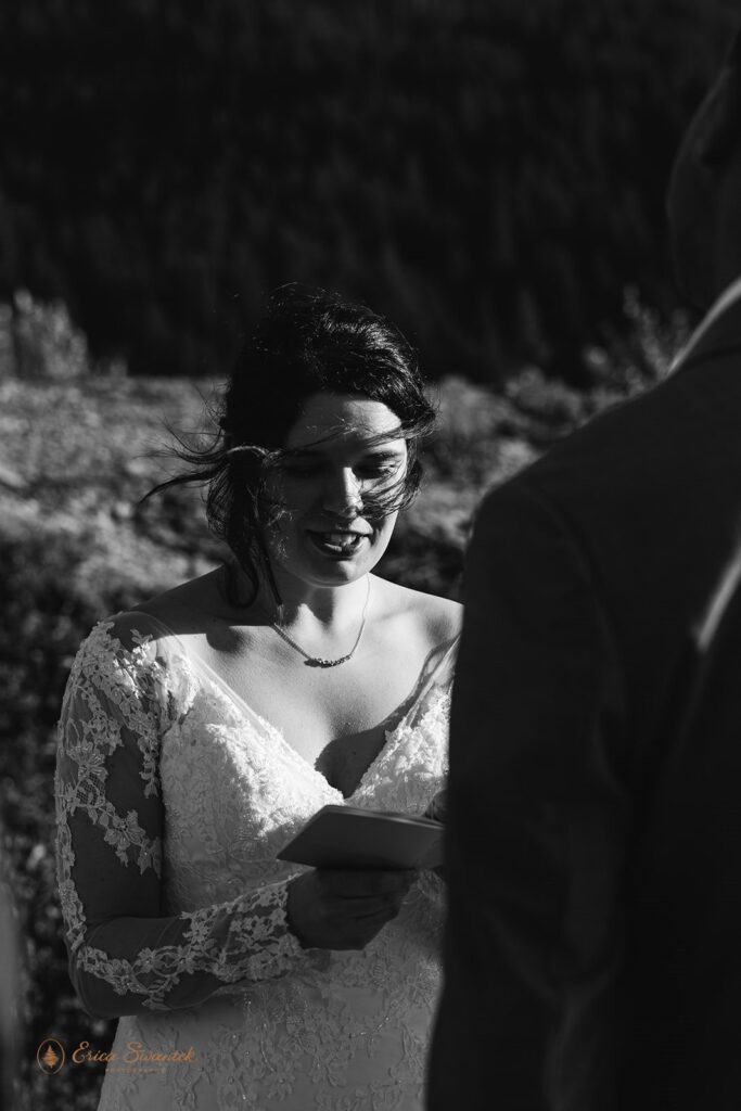 columbia river gorge elopement ceremony during the golden hour, candid and emotional couple exchanging vows