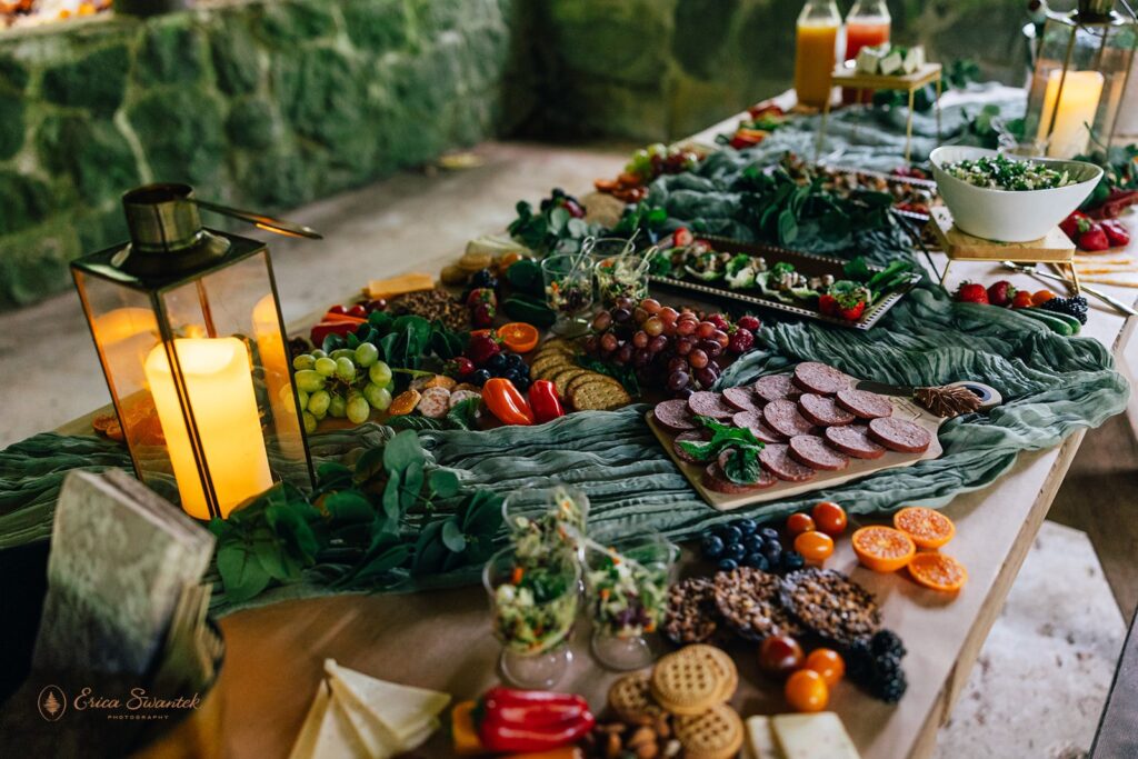 elopement picnic and charcuterie board setup