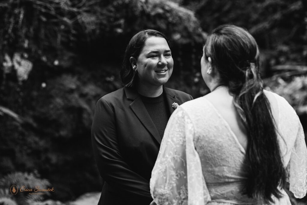 lgbtq waterfall elopement ceremony at drift creek falls