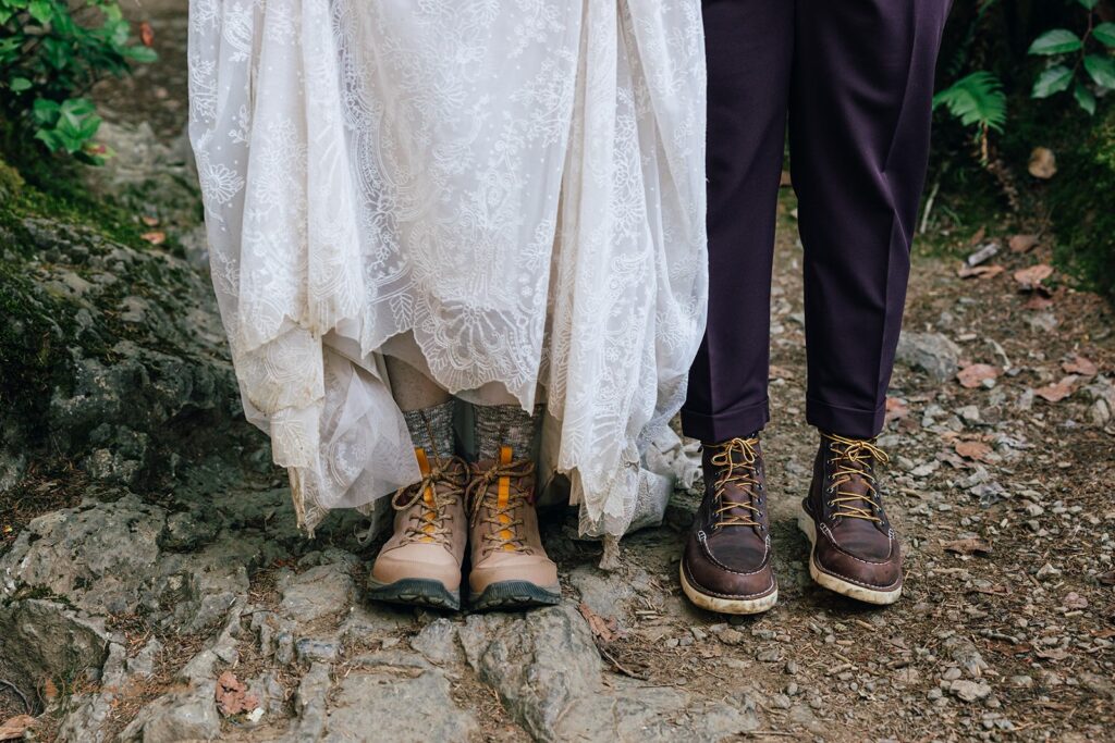 close up of hiking boots