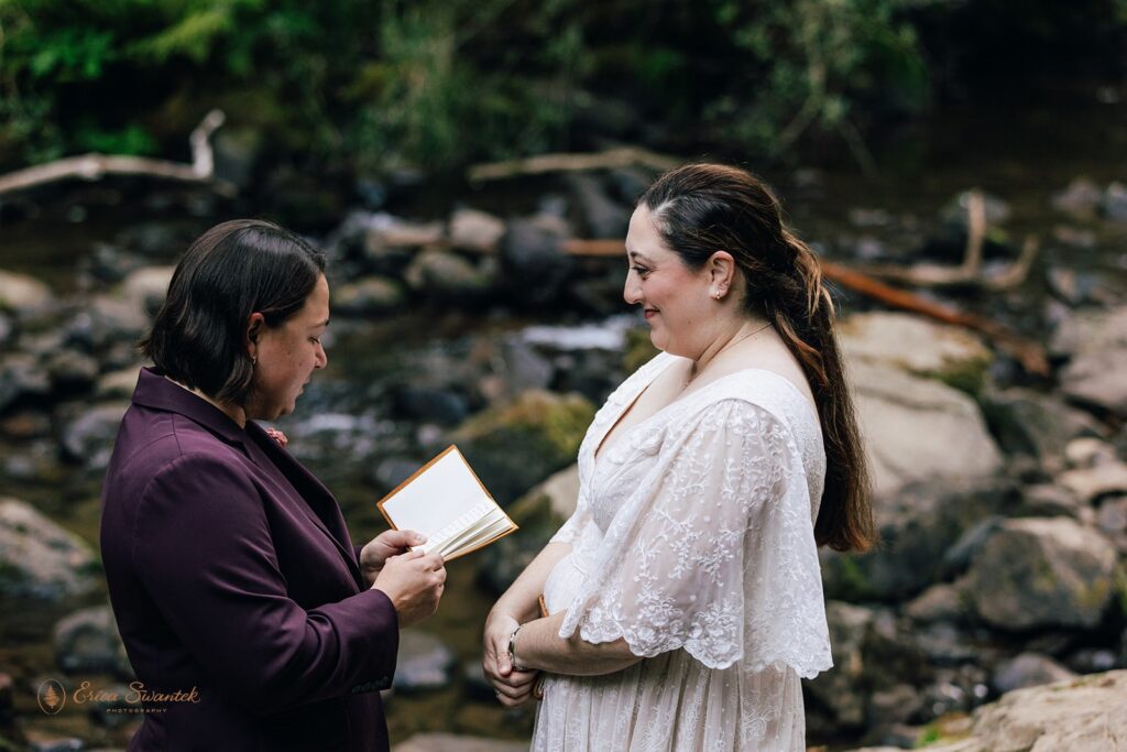 lgbtq waterfall elopement ceremony at drift creek falls