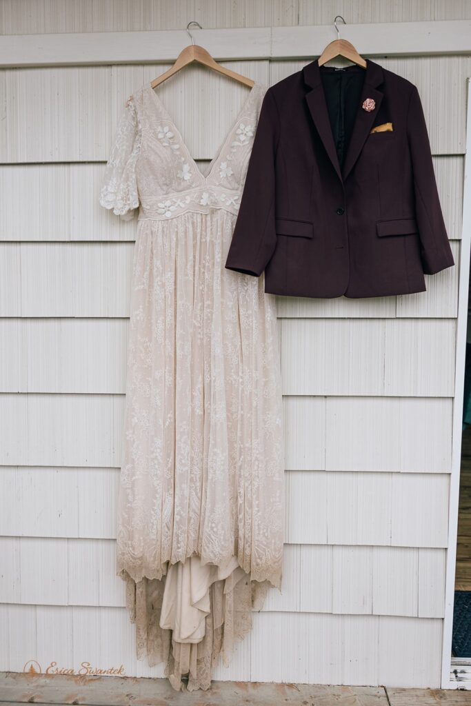 elopement dress and suit jacket