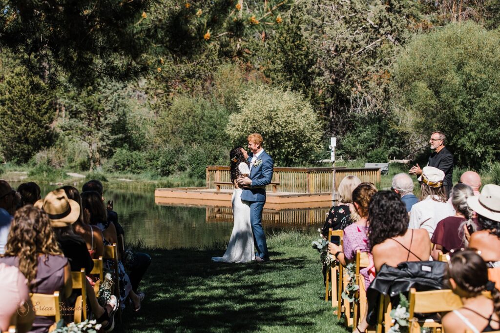 intimate wedding ceremony in aspen hall at shevlin park