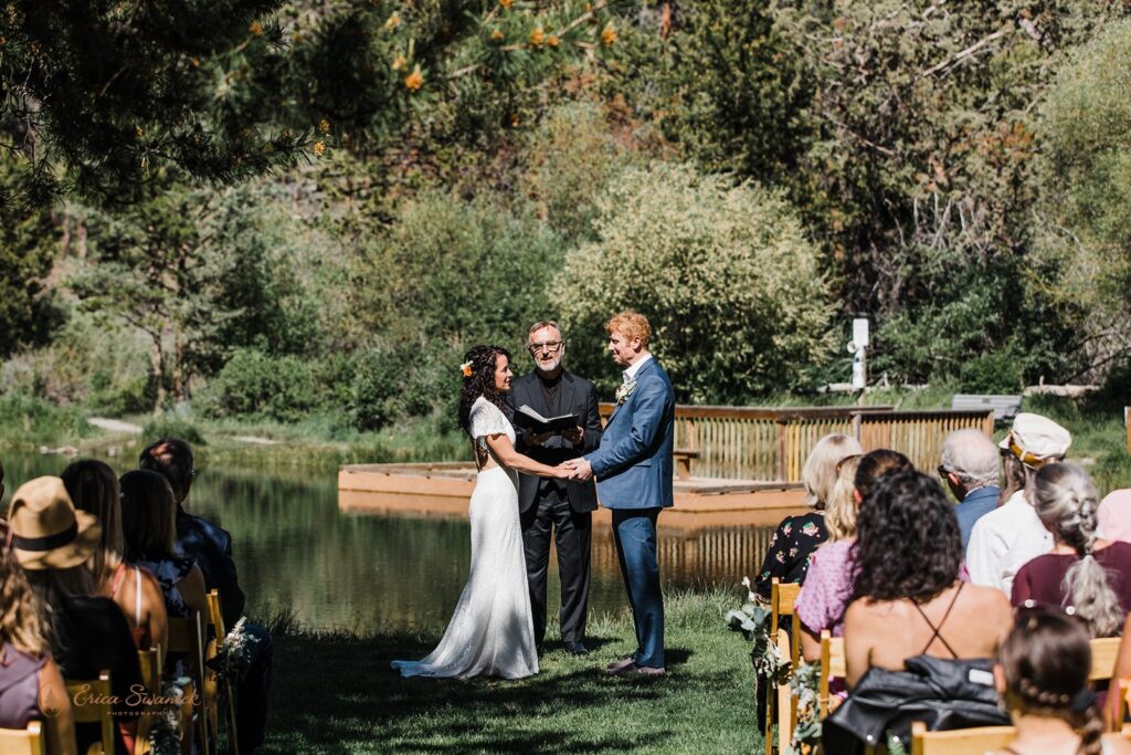 intimate wedding ceremony in aspen hall at shevlin park