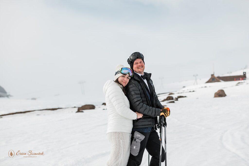 elopement couple winter elopement in mt. hood