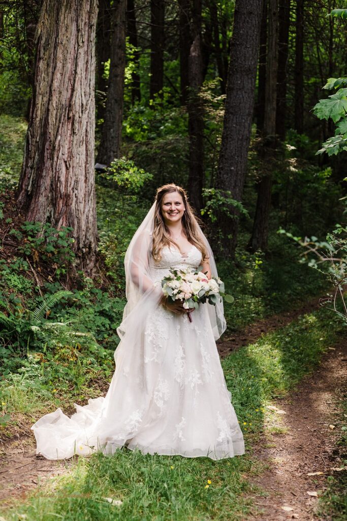 bridal portrait in the forest