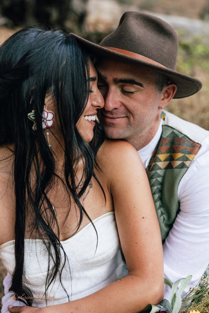 romantic bride and groom moments during their Camp Sherman elopement in Oregon