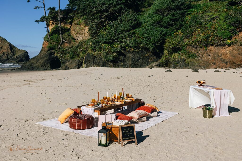 coastal forest elopement picnic