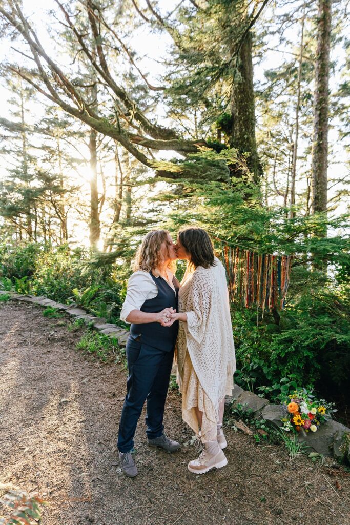lgbtq forest elopement in Cape Perpetua