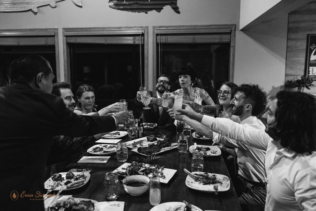 intimate dinner celebration at chetco river inn after an elopement day