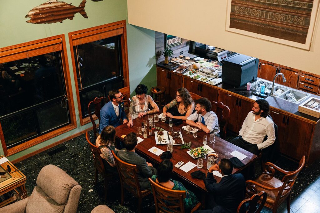 intimate dinner celebration at chetco river inn after an elopement day