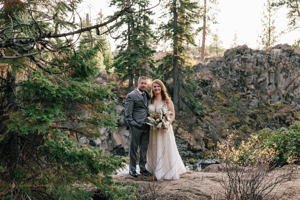 bride and groom during their Deschutes National Forest elopement in Oregon