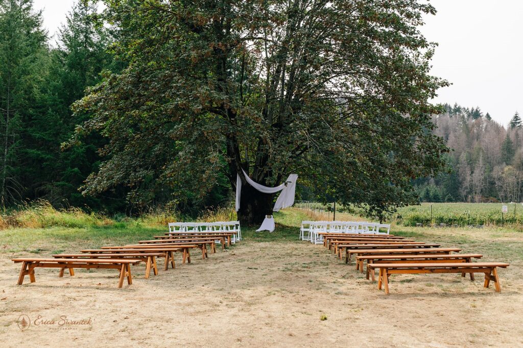 whitewater ranch wedding ceremony setup outdoors