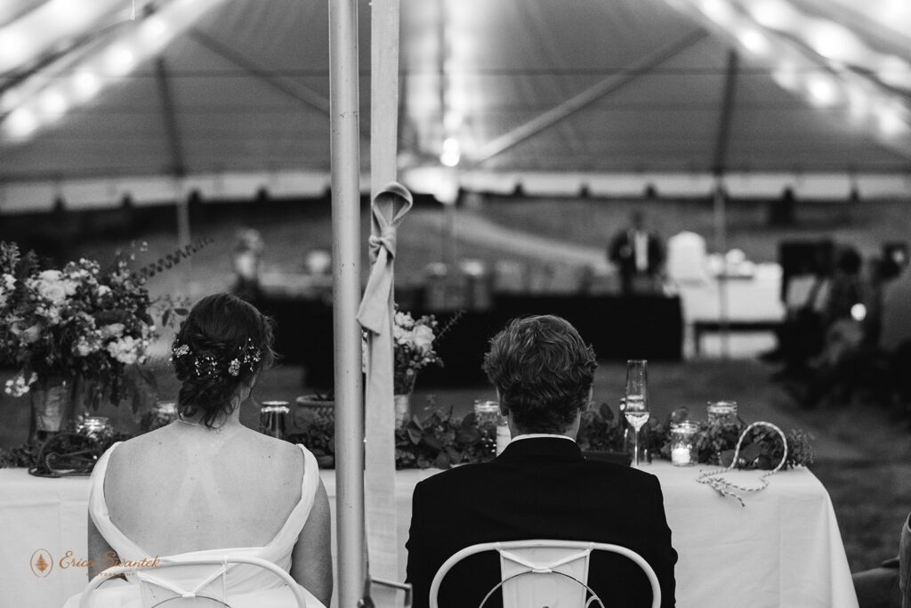 whitewater ranch wedding reception under a tent