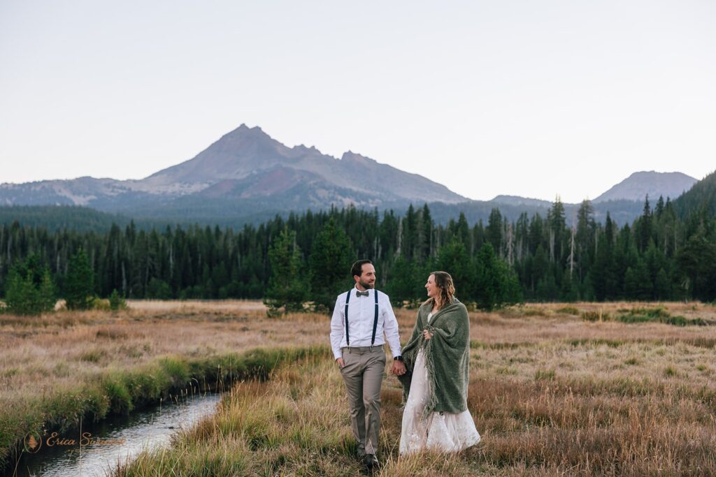 Alpenglow on South Sister from Sparks Lake elopement in Bend, Oregon.
