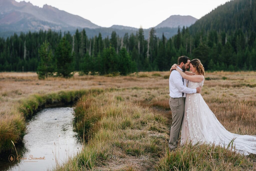 Alpenglow on South Sister from Sparks Lake elopement in Bend, Oregon.