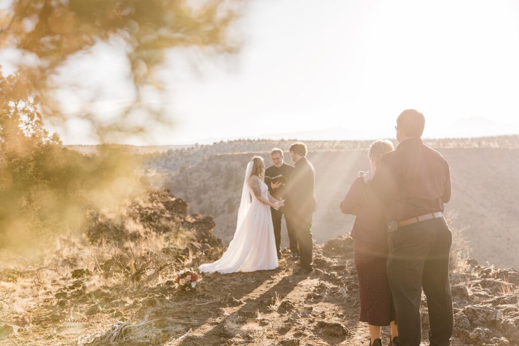 golden hour elopement ceremony in bend, oregon desert landscapes