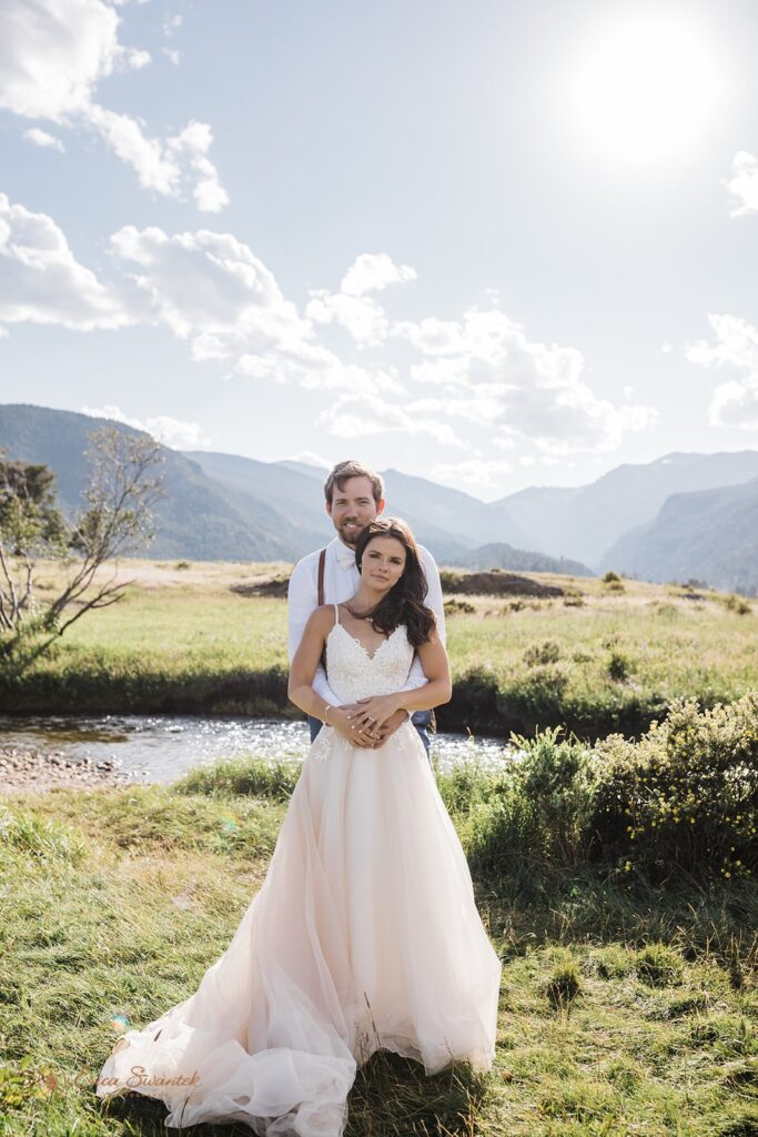 sweet elopement couple in the Moraine Park area in RMNP