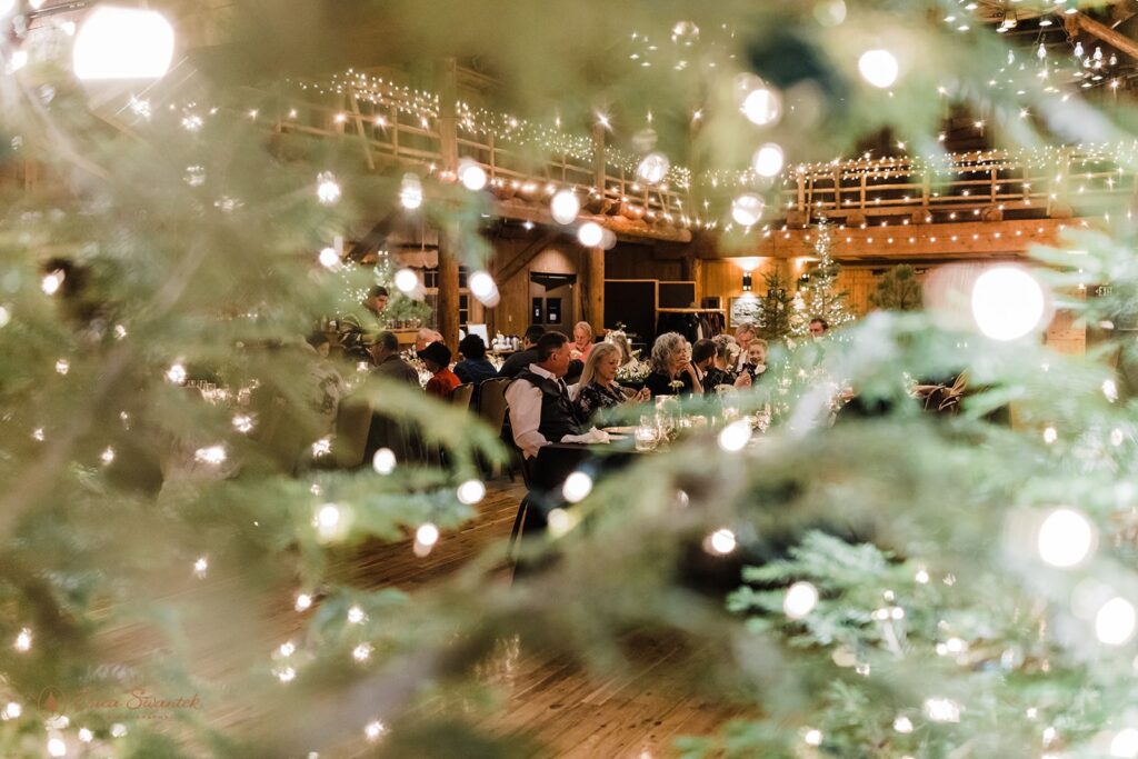 winter wedding reception indoors inside the great hall