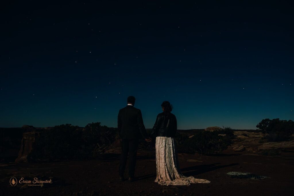star portraits in the desert during a moab elopement