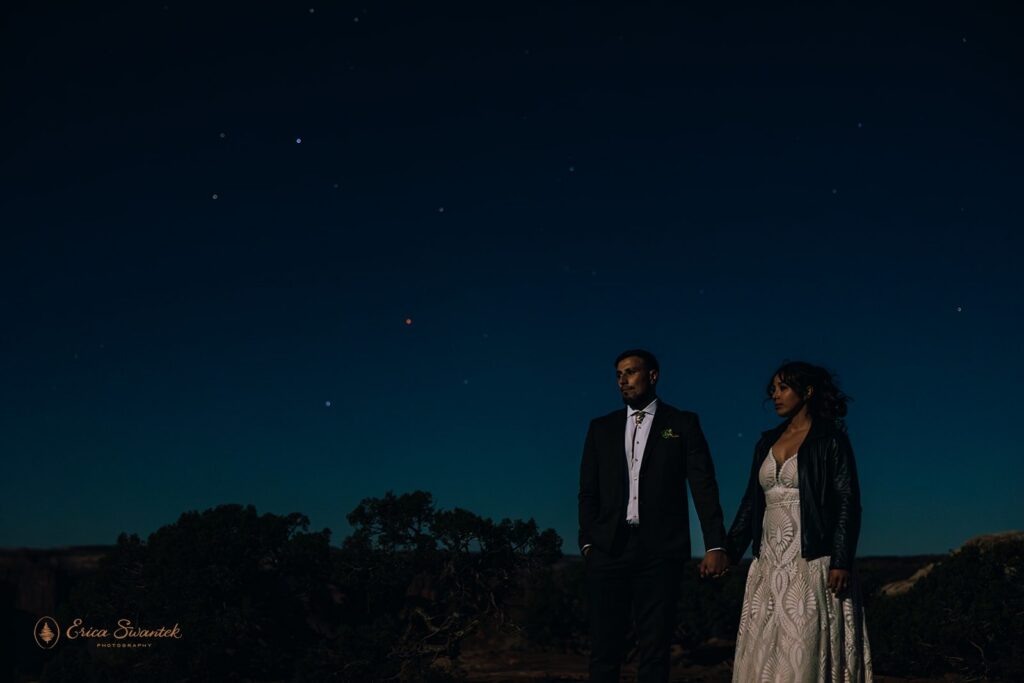 star portraits in the desert during a moab elopement