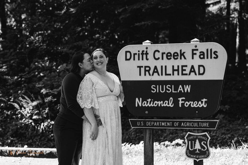 queer elopement couple at drift creek falls