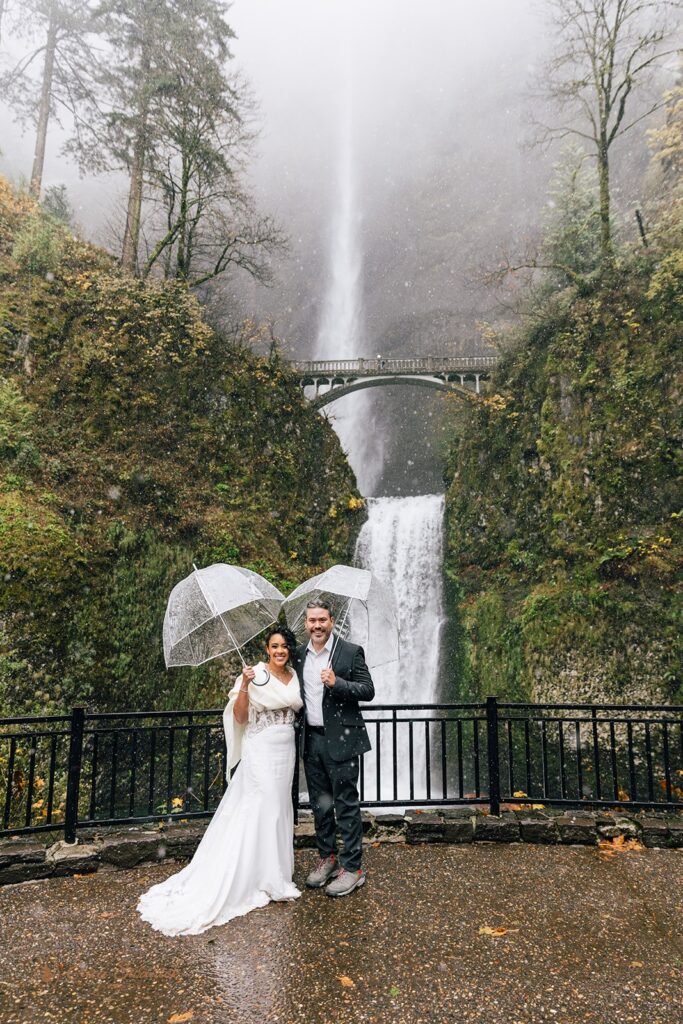 adventurous waterfall elopement at columbia river gorge, pnw