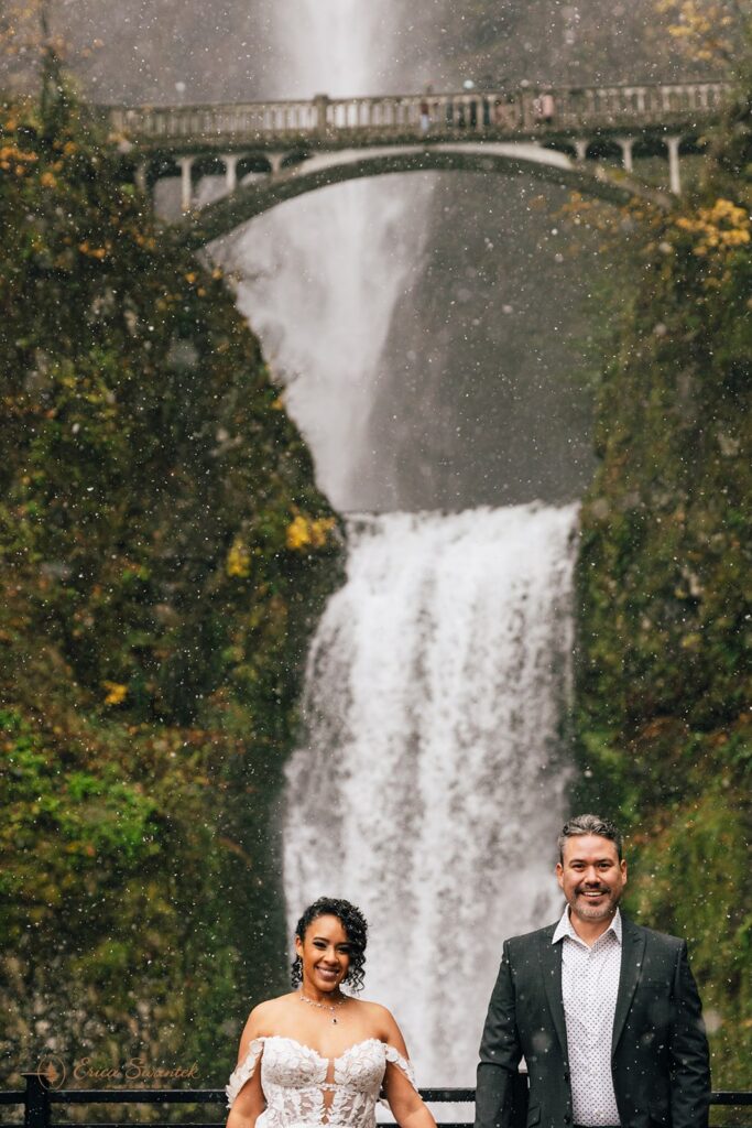 adventurous waterfall elopement at columbia river gorge, pnw