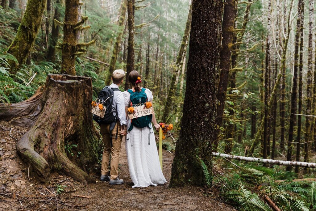 adventurous elopement couple during their pnw waterfall elopement