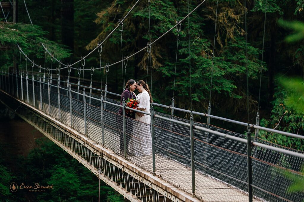 adventurous elopement couple during their waterfall elopement in the pacific northwest