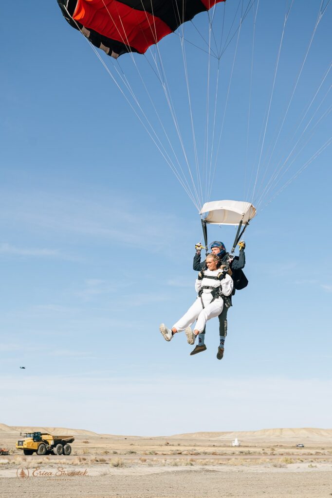 skydiving wedding in moab, utah