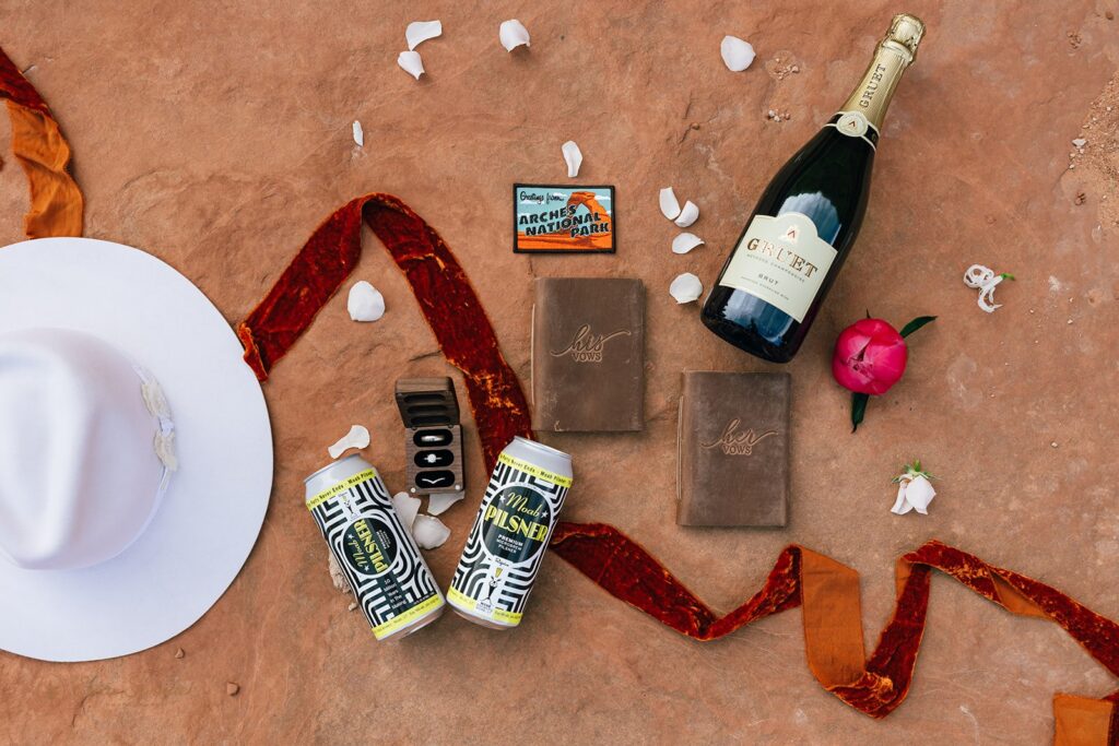 western elopement detail flatlay