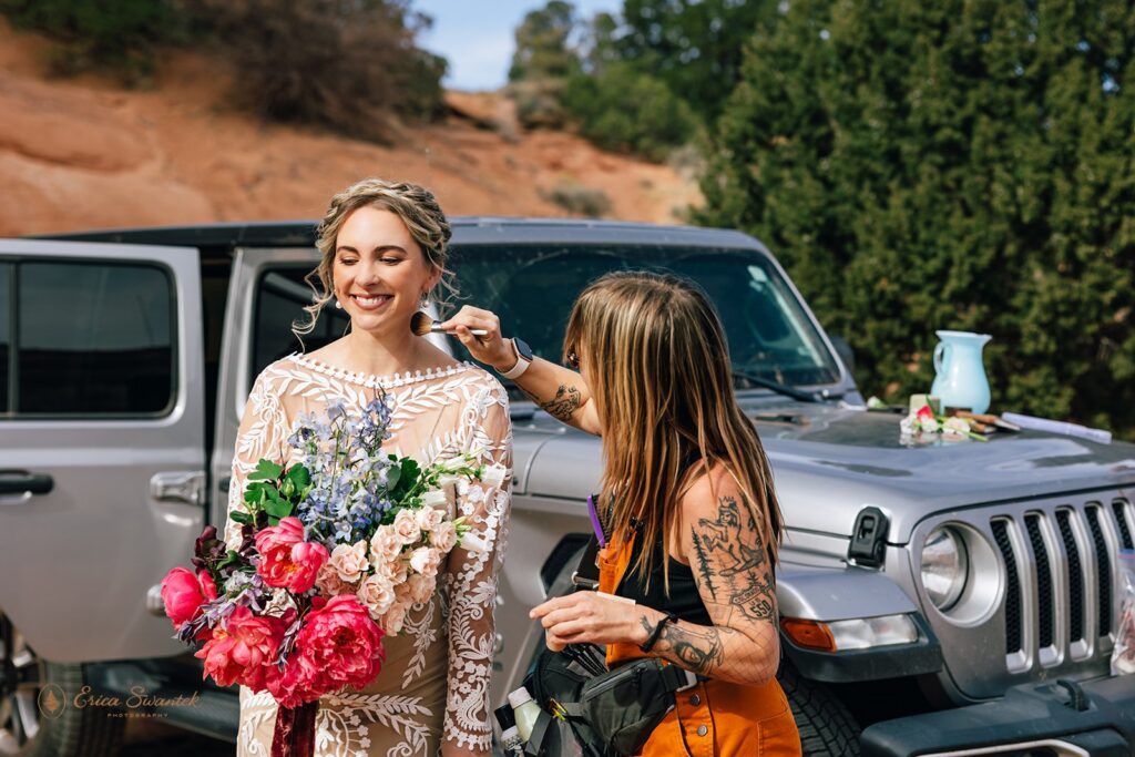 bride final touches of getting ready