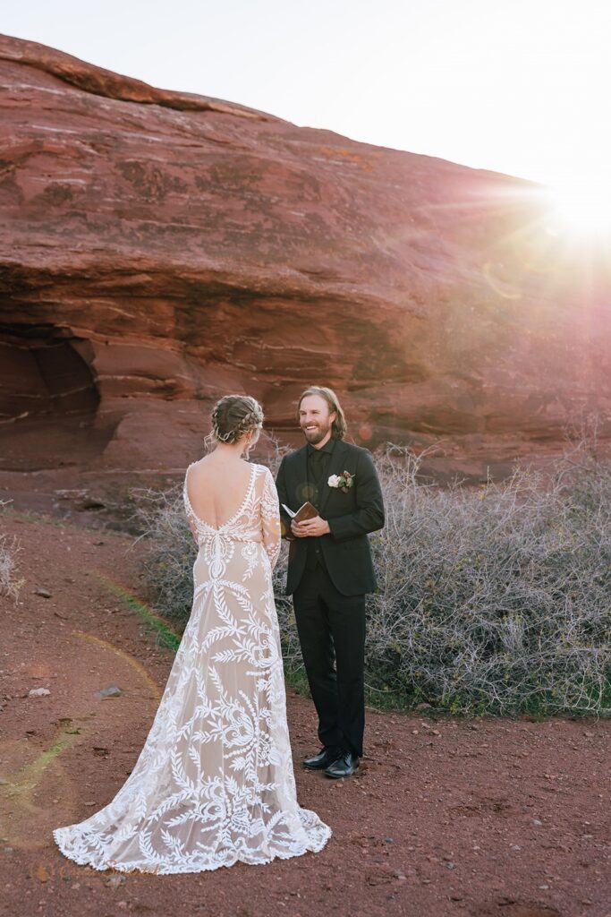 western elopement ceremony in moab desert