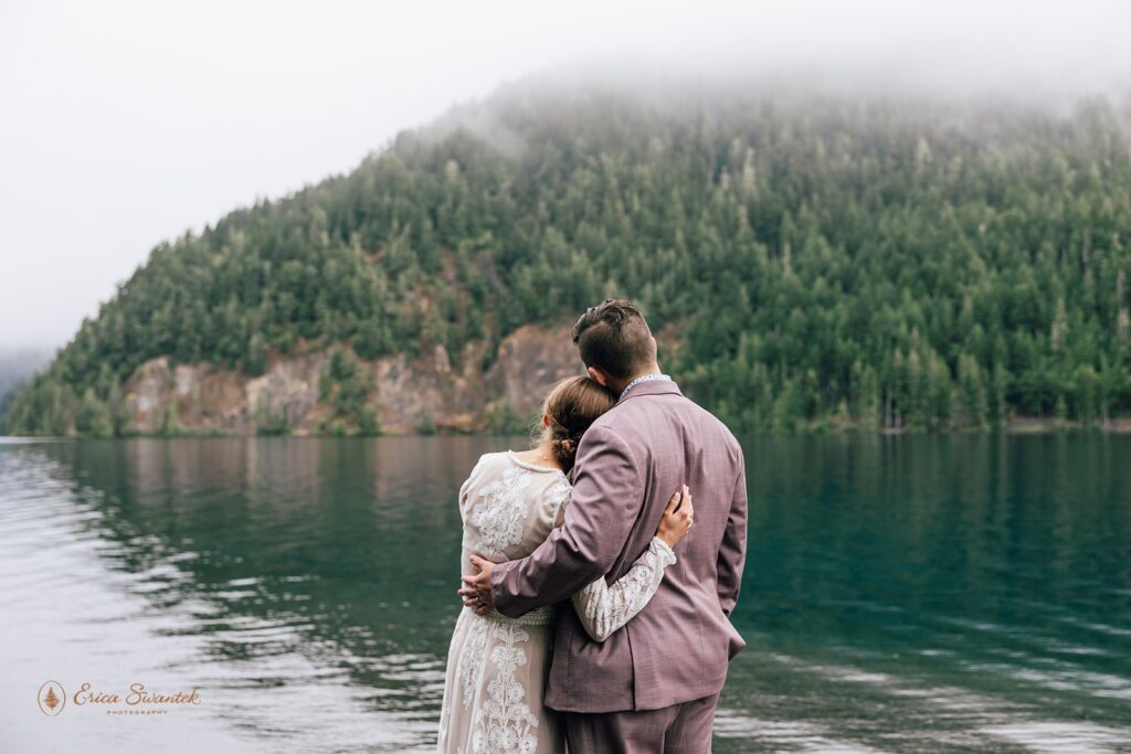 bride and groom during their olympic national park elopement