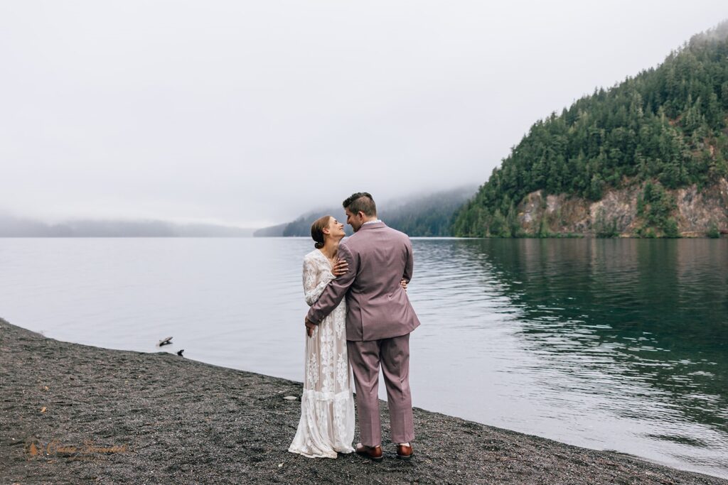 bride and groom during their olympic national park elopement