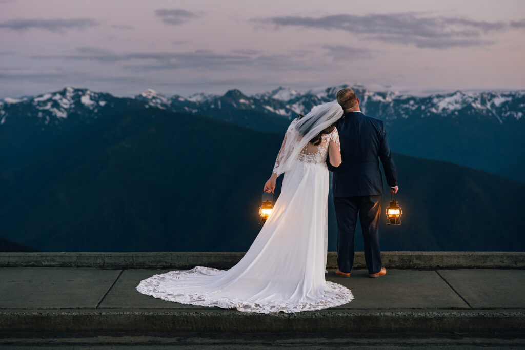 Lantern Photos for a Hurricane Ridge Olympic National Park Elopement